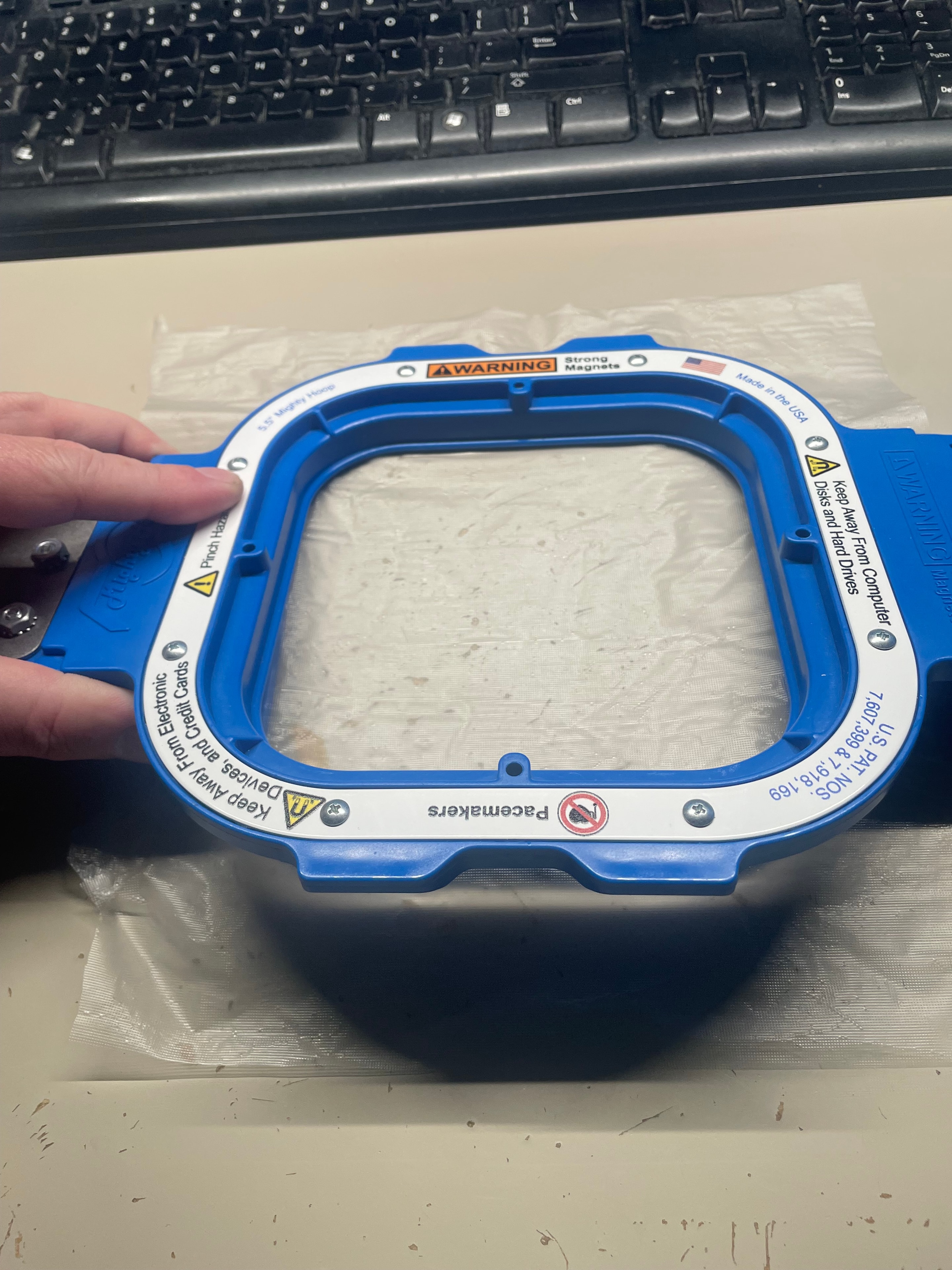KTech topping support hoop for embroidery